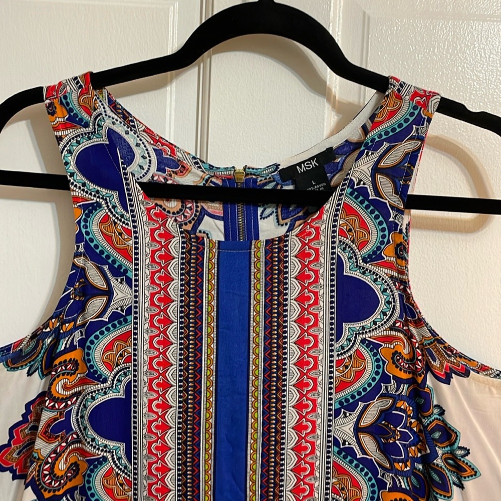 MSK Sleeveless Large Aline Multi Colored striped Dress with Back Zipper